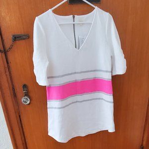 Anthropologie Deletta Striped Textured Tunic Top, Size L NWT